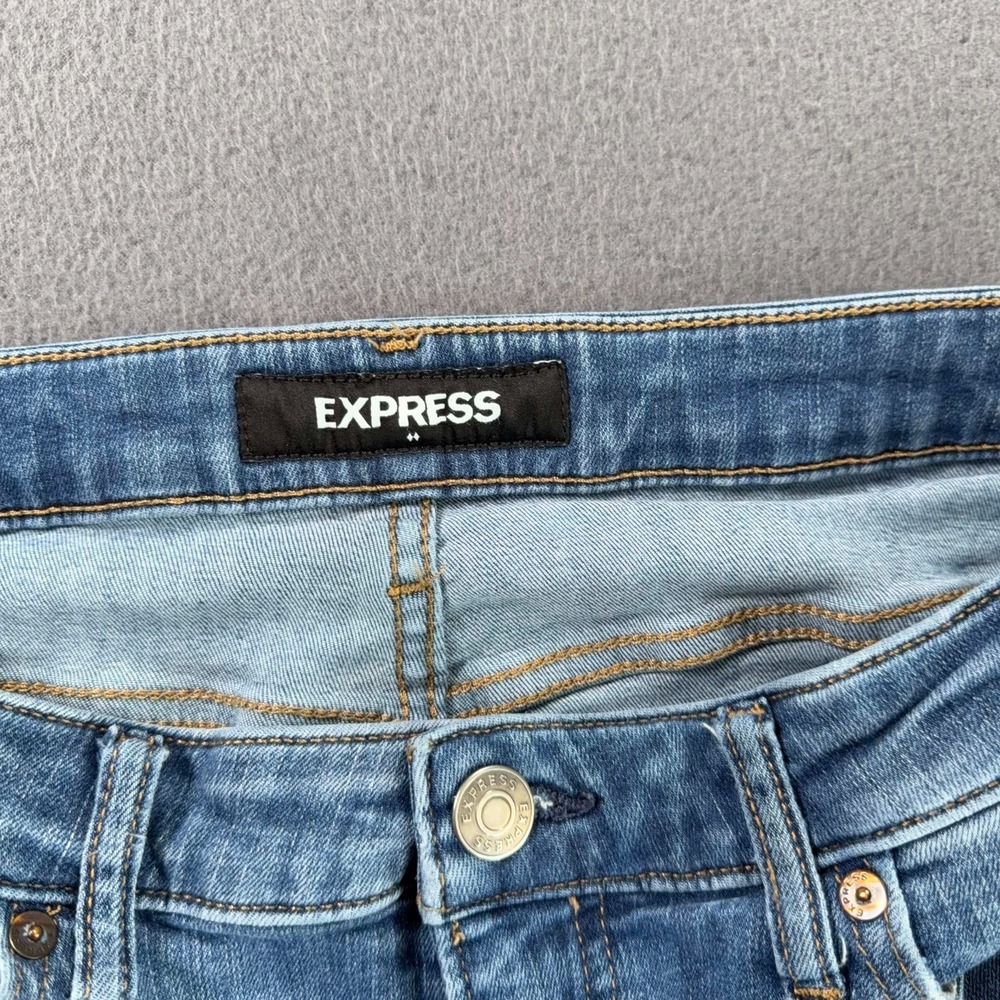 Express Hyper Stretch Jeans Mens 34x29.5 Classic Straight Blue Whisker Fade - Picture 4 of 10